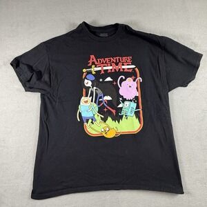 Adventure Time Cartoon Network Finn Princess Logo Adult T-Shirt XL Black